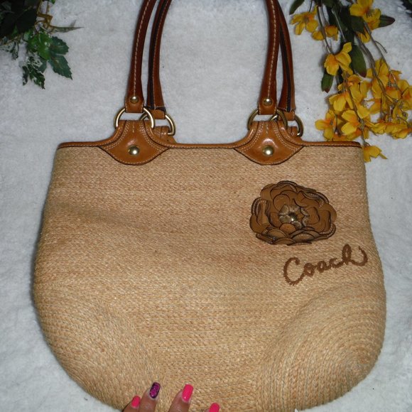 Coach Handbags - STRAW COACH PURSE
